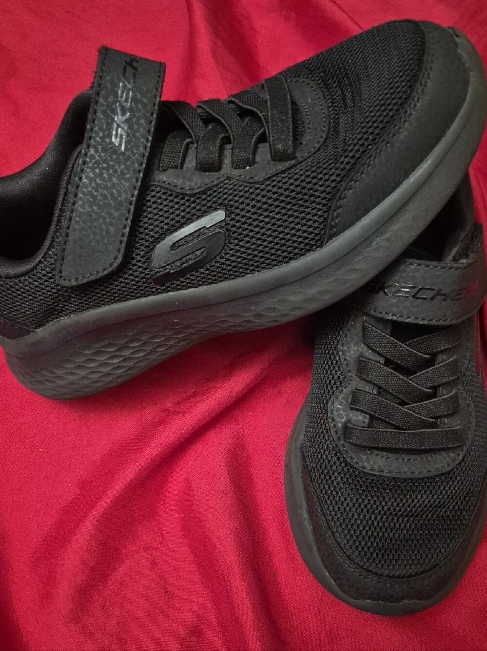 Skechers Kids Black Mesh Hook-and-Loop Sneakers